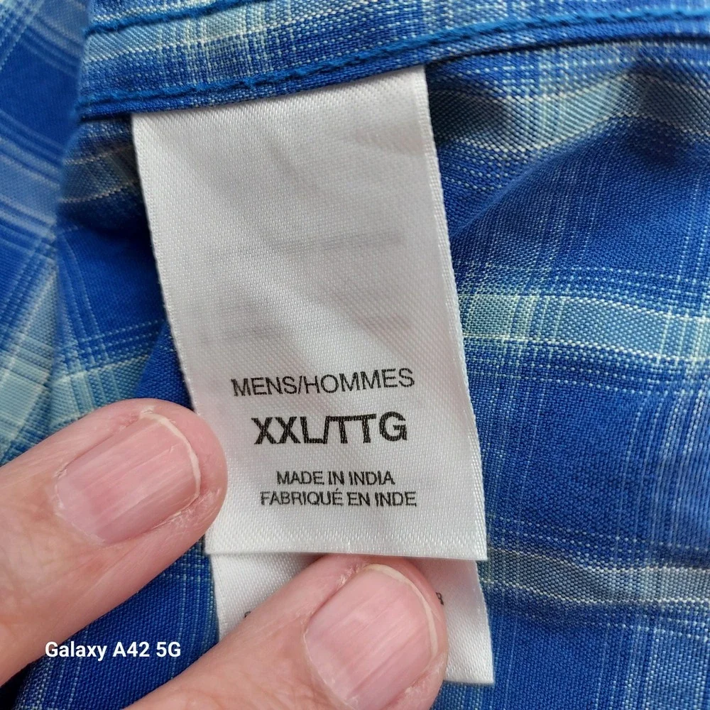 The‎ North Face Mens XXL Blue Plaid Short Sleeve Button Up Shirt Modal Blend